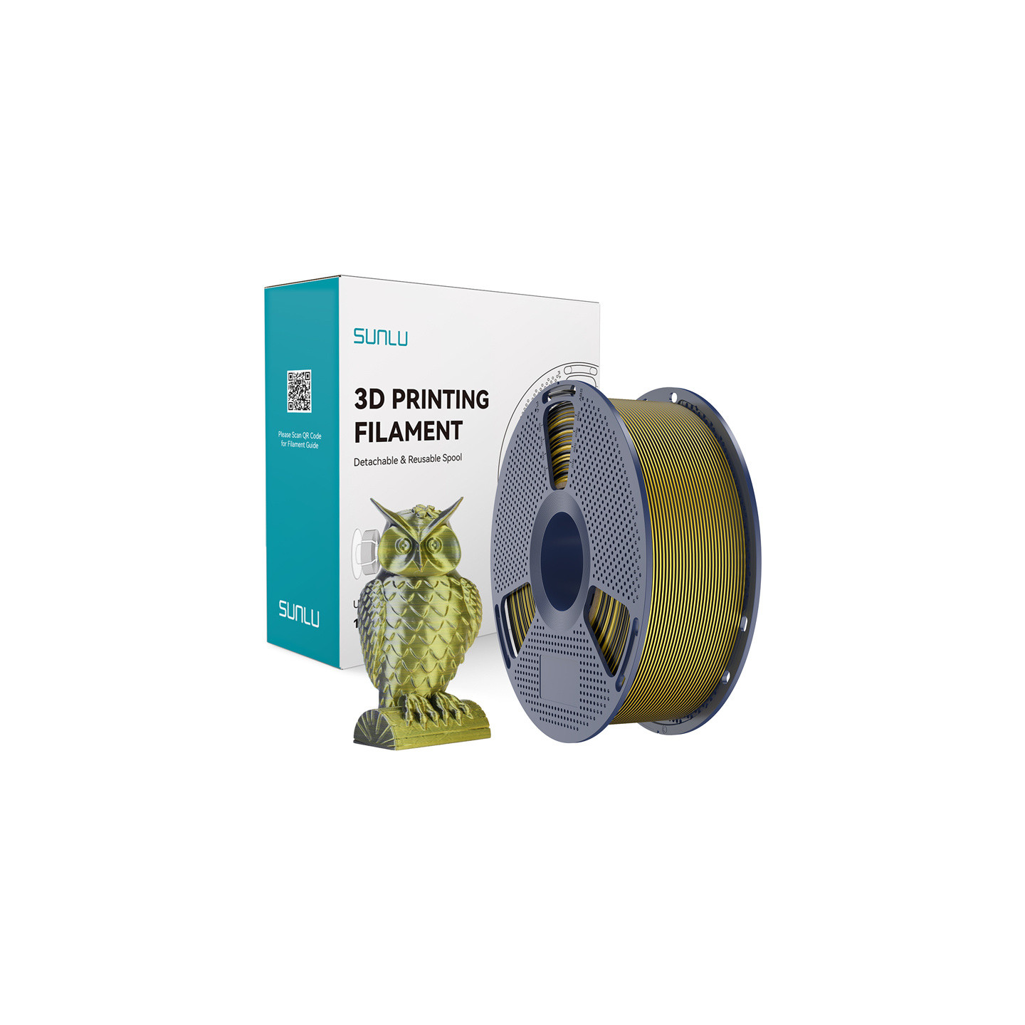Sunlu PLA+ Silk Dual Color Filament (Black and Gold)