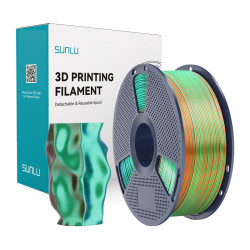 View product Sunlu PLA+ Silk Tri-Color Filament (orange, blue, and green)