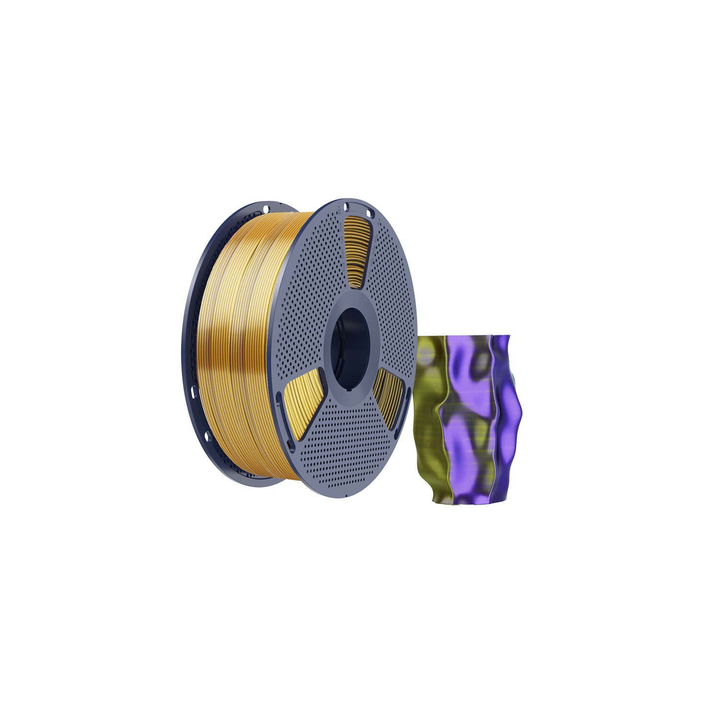 Sunlu PLA+ Silk Tri-Color Filament (Black, Gold, and Purple)