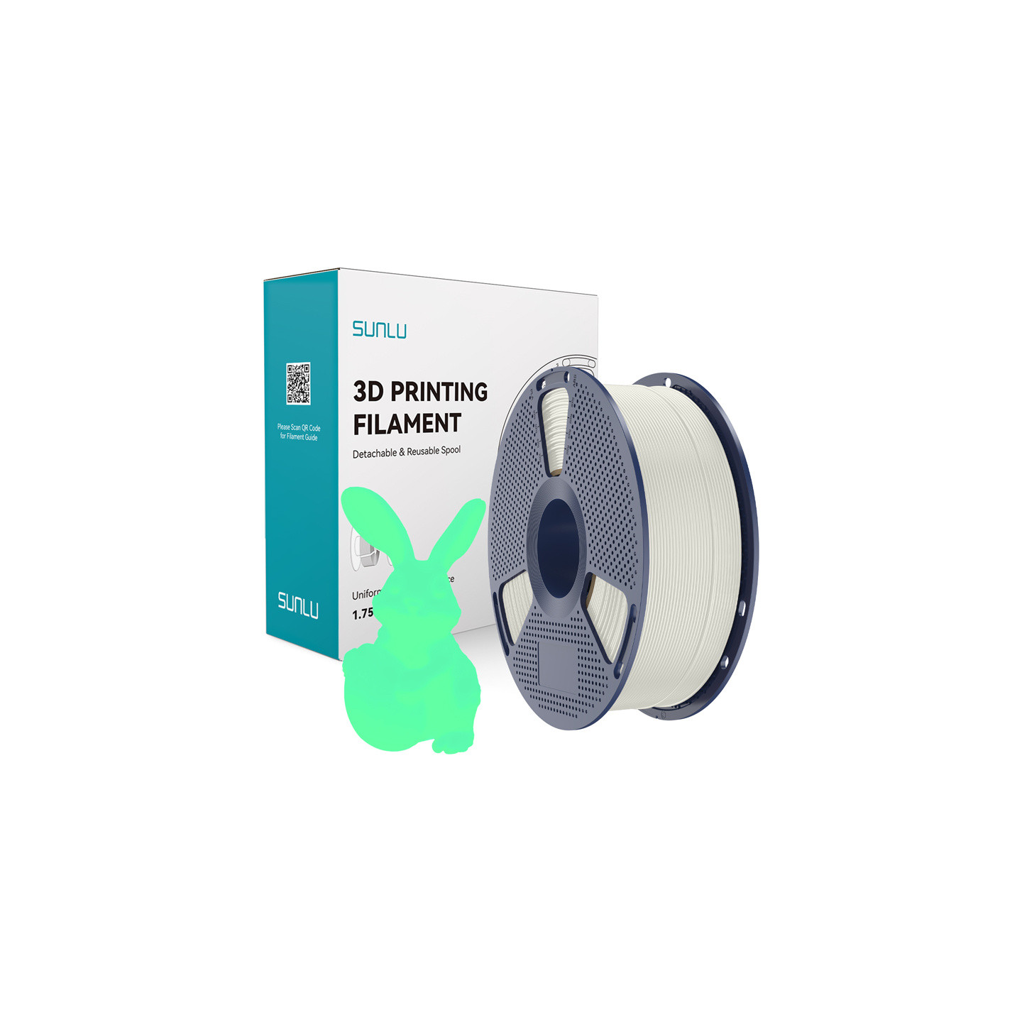 Sunlu PLA Glow-in-the-Dark Filament (White and Green)