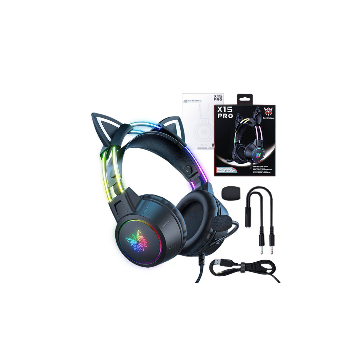 ONIKUMA X15 PRO Gaming headset Cat (Black)