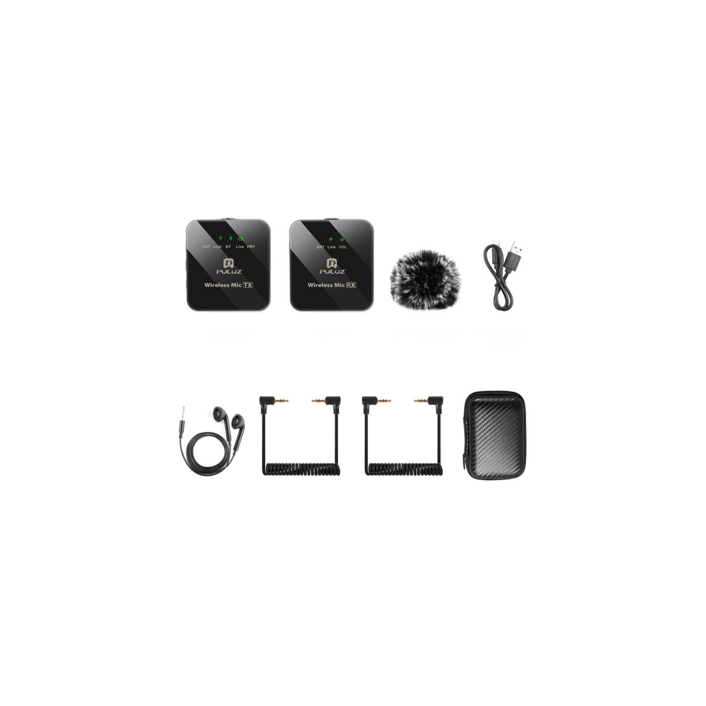 Wireless Lavalier Microphone PULUZ 1 TX + 1 RX