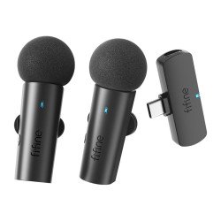 View product Fifine M8 wireless tie microphone set, 2pcs (black)