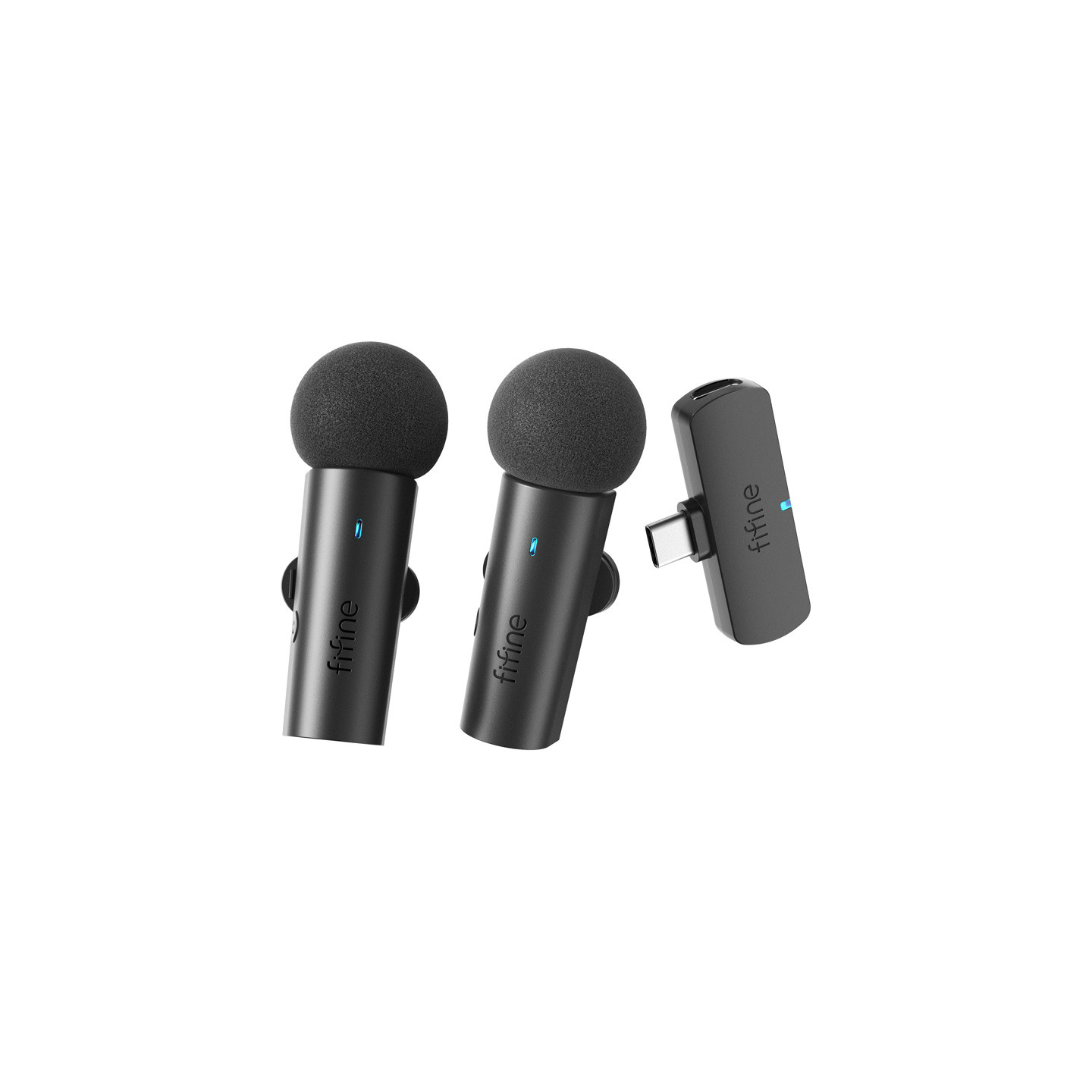 Fifine M8 wireless tie microphone set, 2pcs (black)