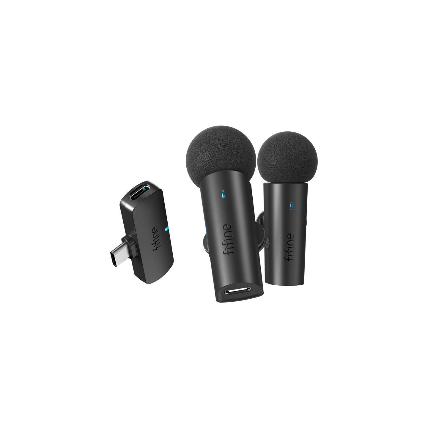 Fifine M8 wireless tie microphone set, 2pcs (black)