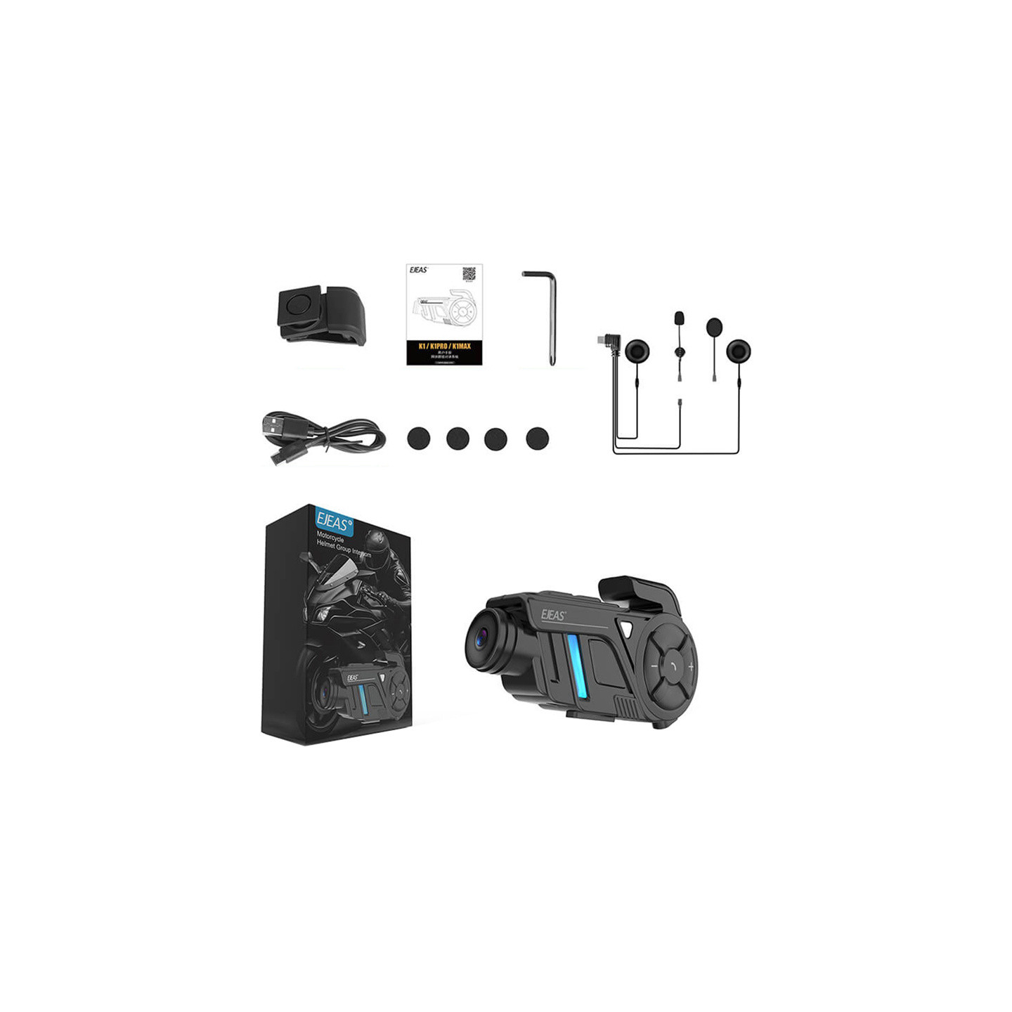 EJEAS K1Pro motorcycle intercom with recorder