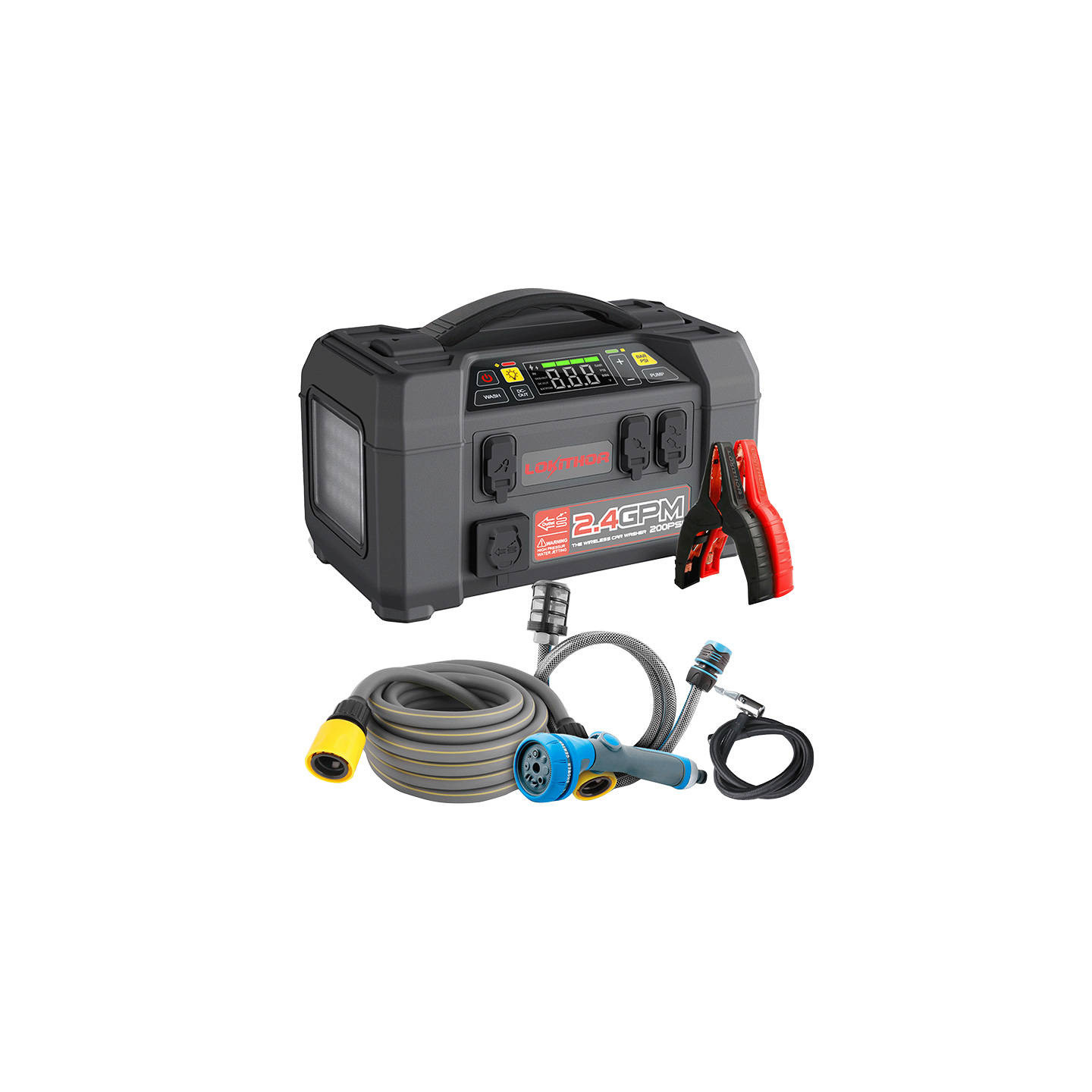 Lokithor AW401 Jump Starter / Booster 2500A + Powerbank 20000mAh + Compressor + Flash Light + Power Wash 5-in-1 Device