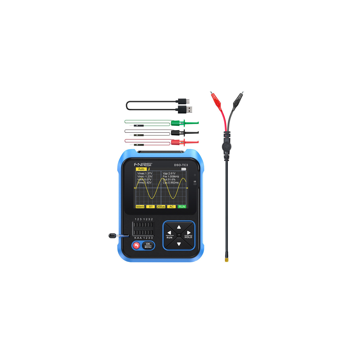 FNIRSI Handheld Digital Oscilloscope Transistor Tester SigGen 3 in 1 DSO-TC3