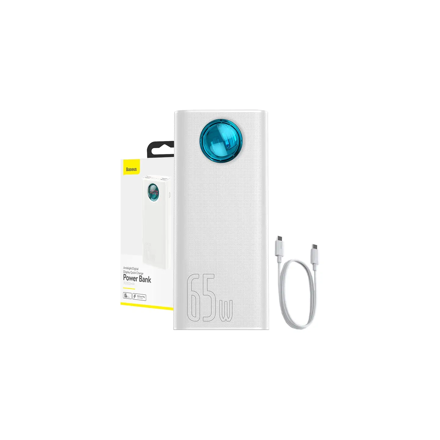 Powerbank Baseus Amblight 30000mAh, 4xUSB, USB-C, 65W (white)