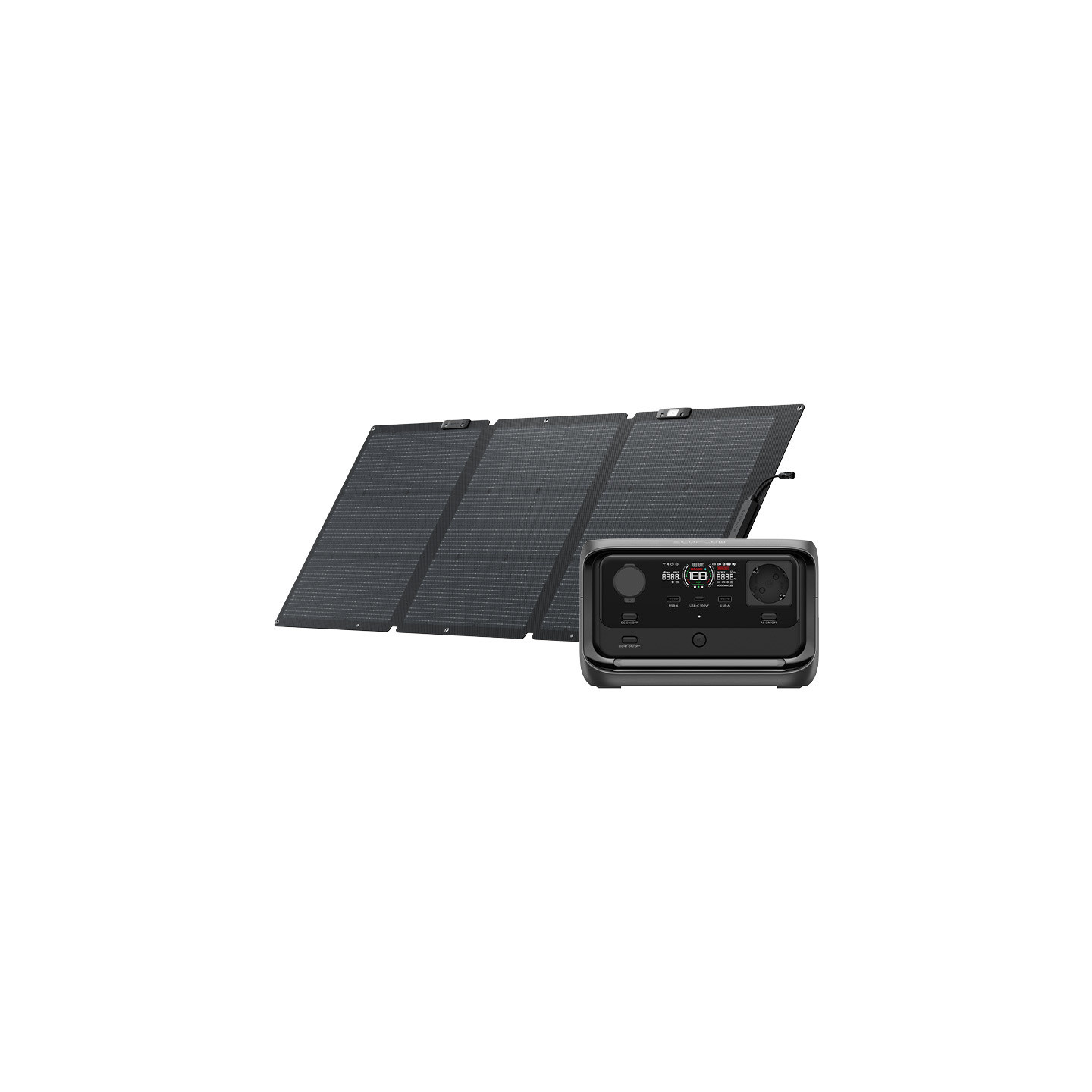 EcoFlow River 3 Plus power station + 160W photovoltaic panel.