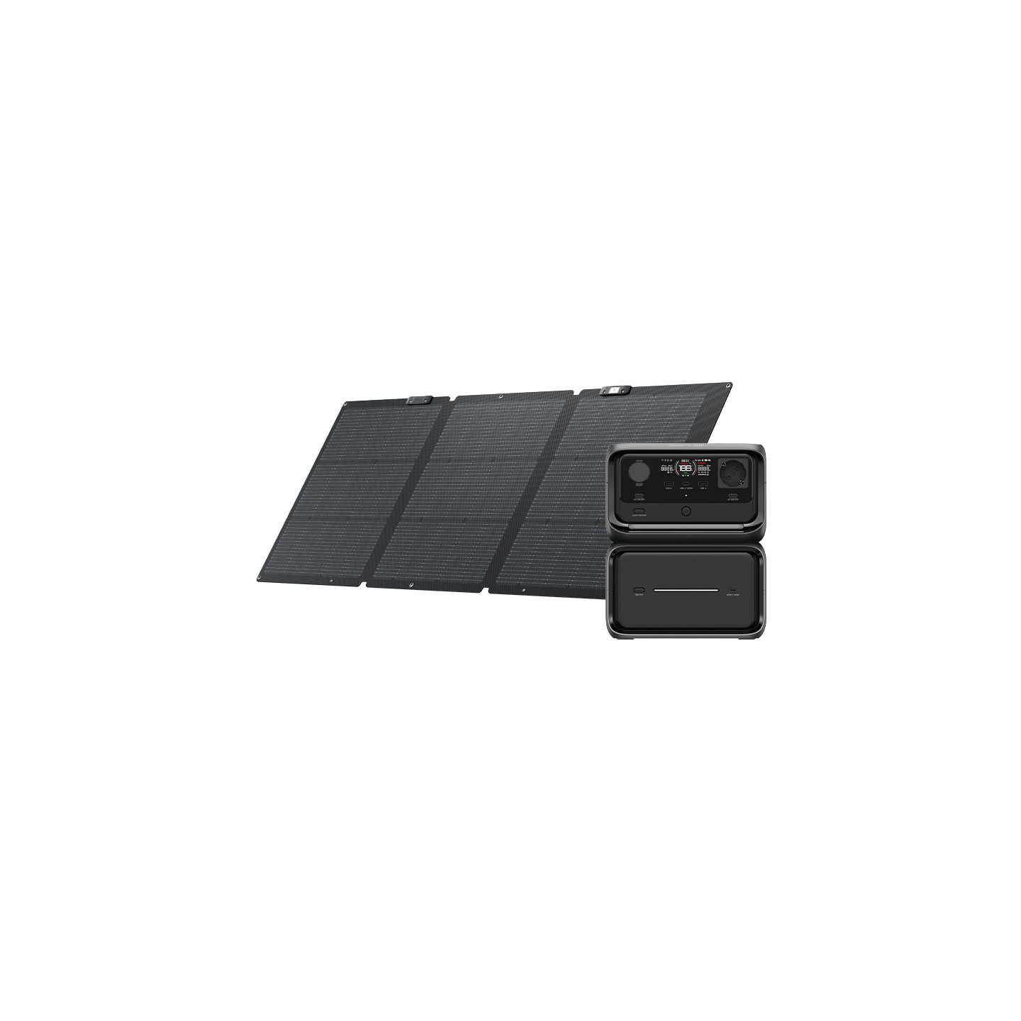 EcoFlow River 3 Max Plus power station 160W photovoltaic panel.
