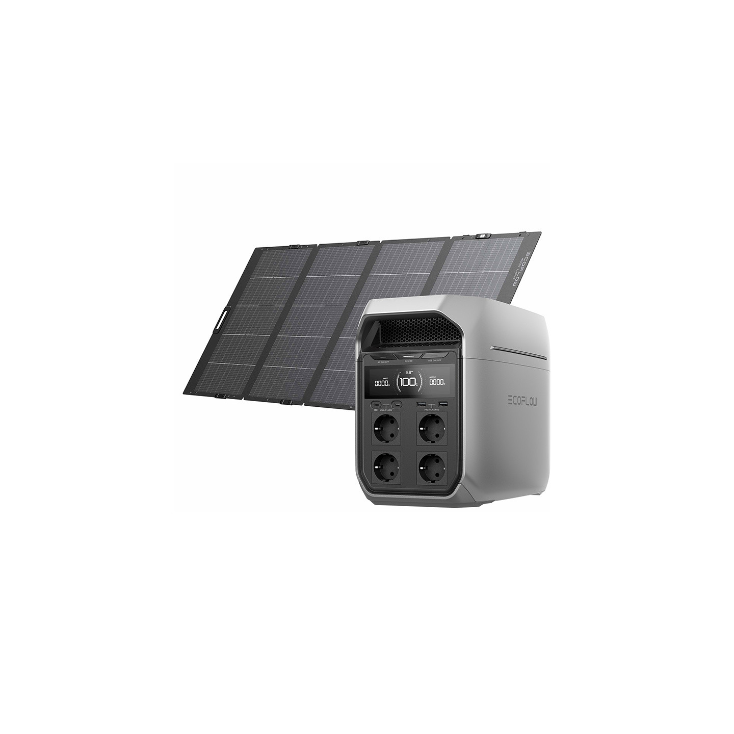 EcoFlow Delta 3 Plus power station + 400W photovoltaic panel.