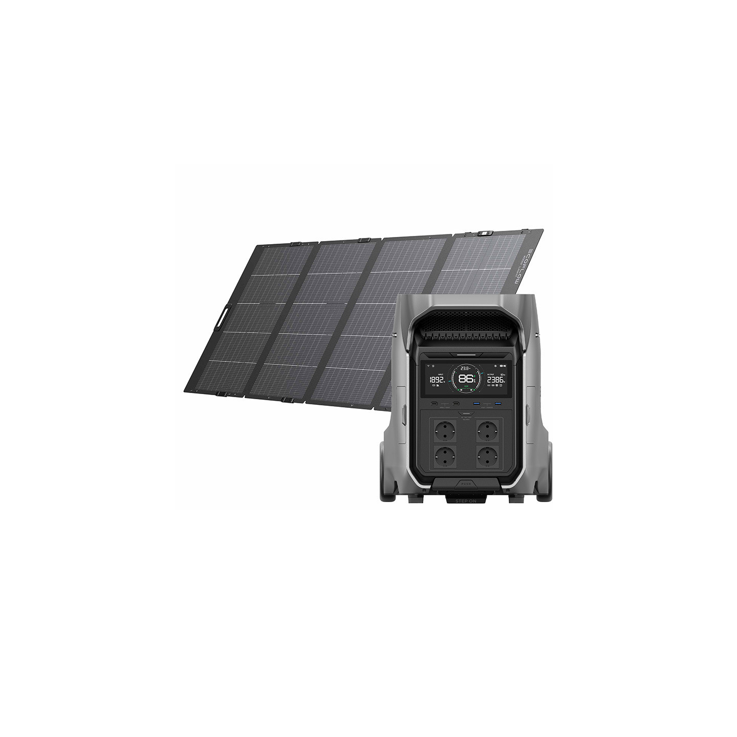 EcoFlow Delta Pro 3 power station + 400W photovoltaic panel.