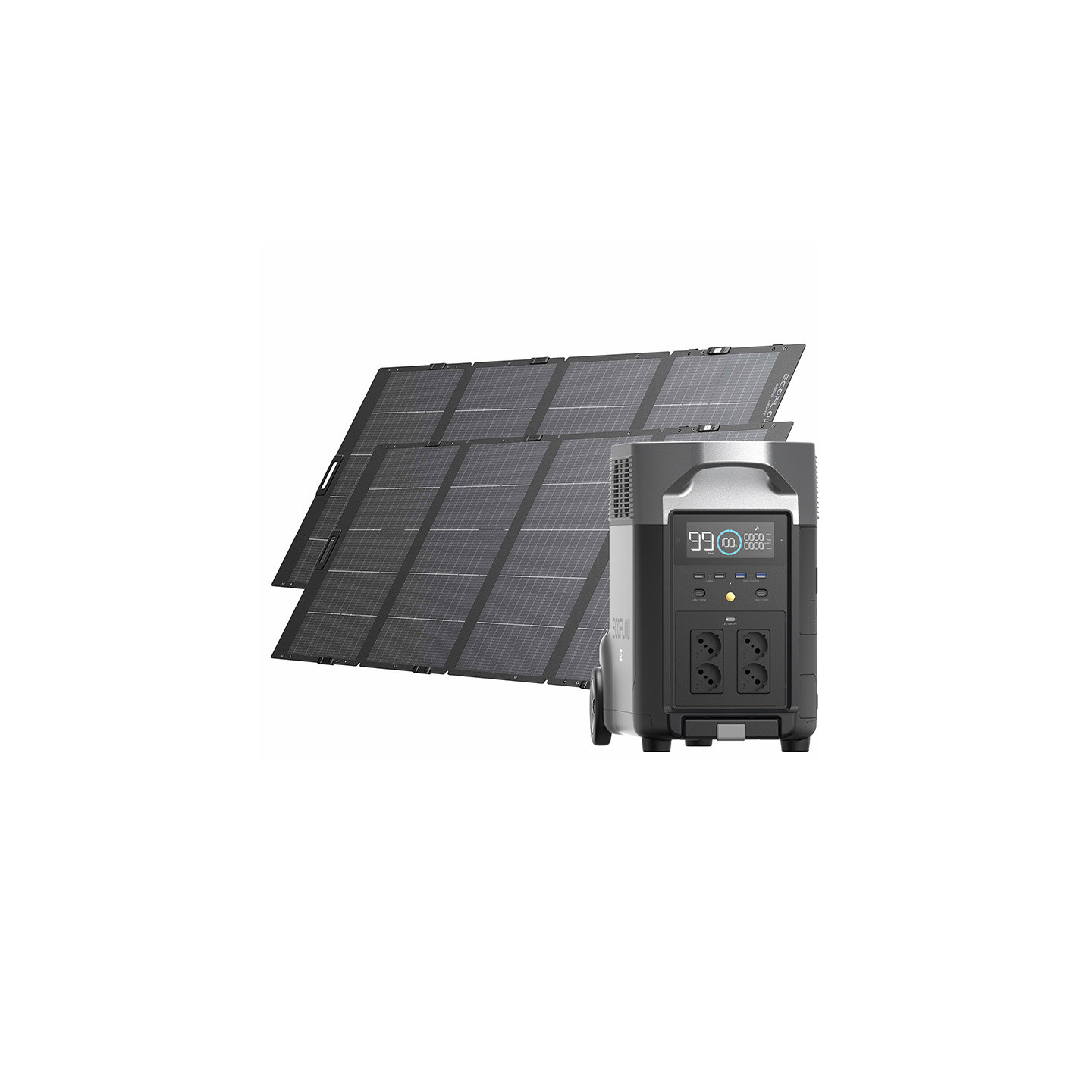 EcoFlow Delta Pro power station + 2x 400W photovoltaic panel.