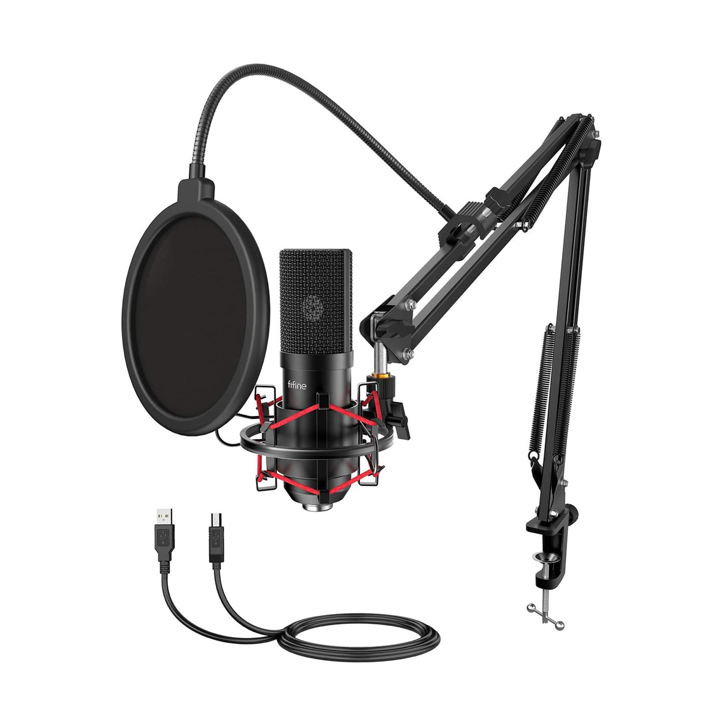 Condenser microphone with tripod Fifine T732 (black)