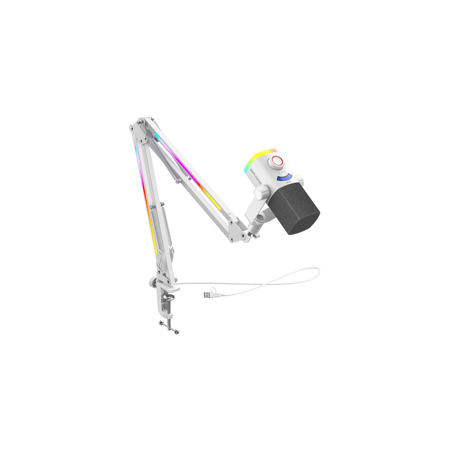 Fifine AM8proTW dynamic microphone with boom arm (white)