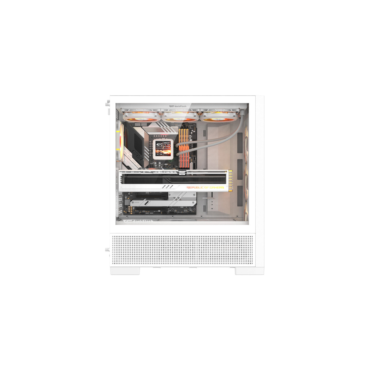 DarkFlash AIRNOVA computer case (white) + 3 fans