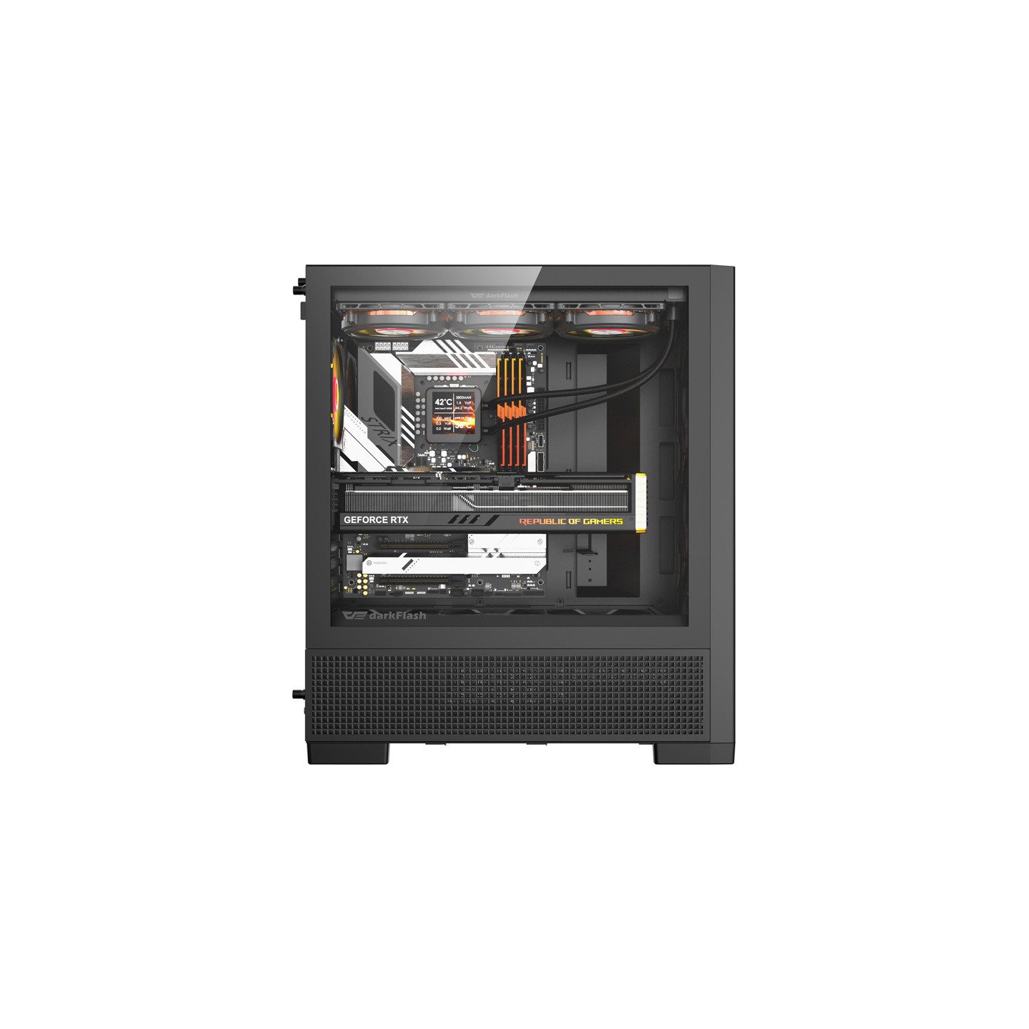 DarkFlash AIRNOVA computer case (black) + 3 fans