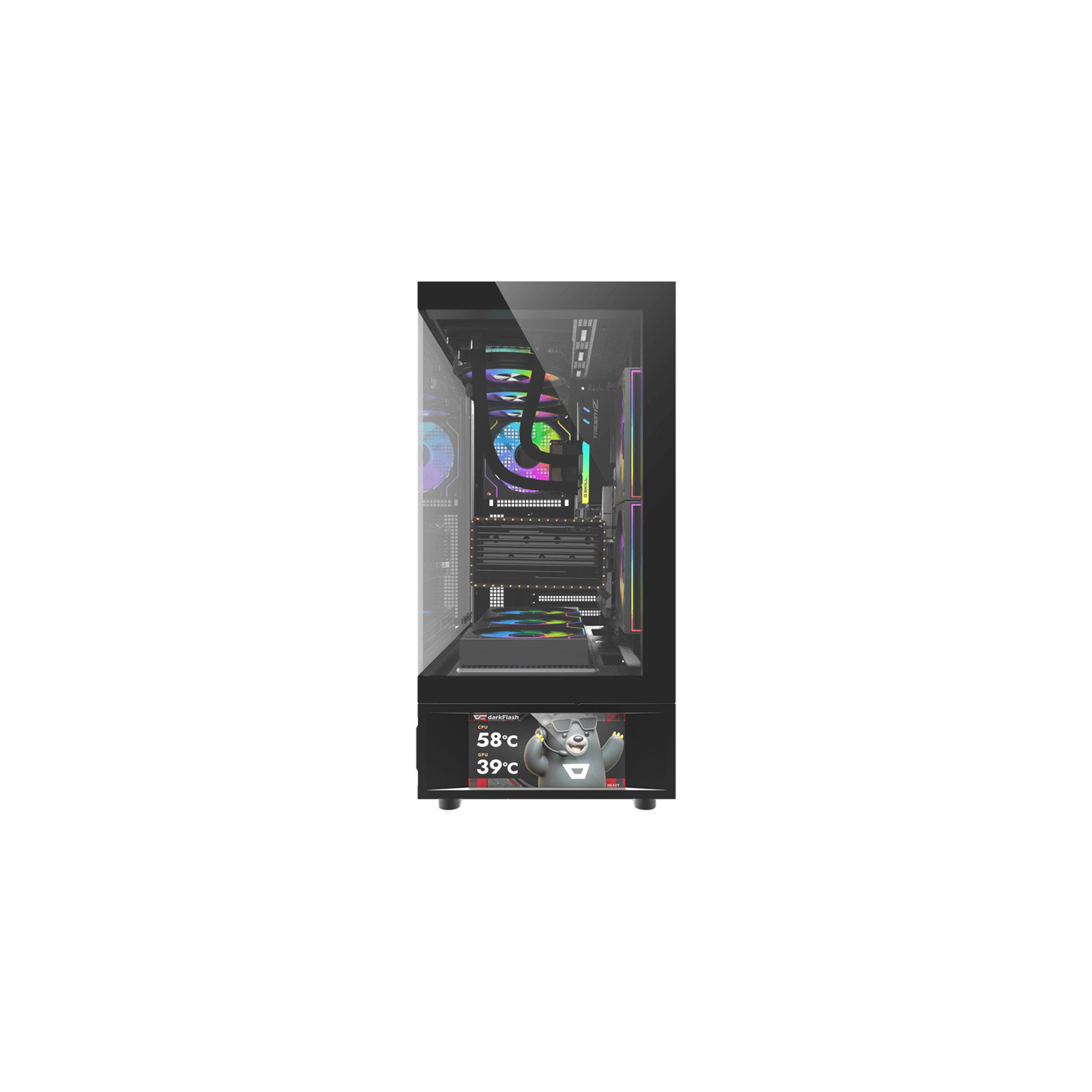 DarkFlash DS950V computer case with display (black) + 6 fans