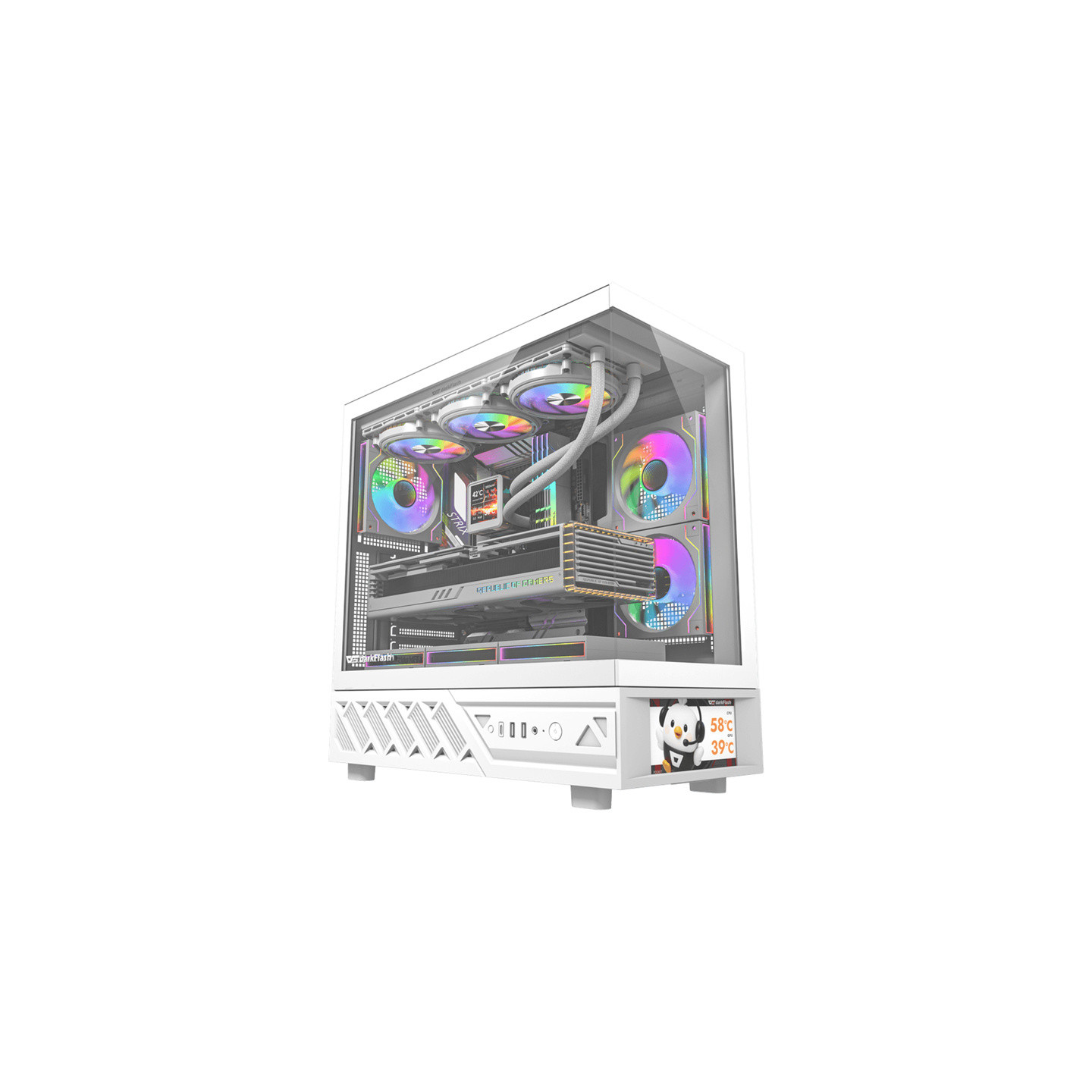 DarkFlash DS950V computer case with display (white) + 6 fans