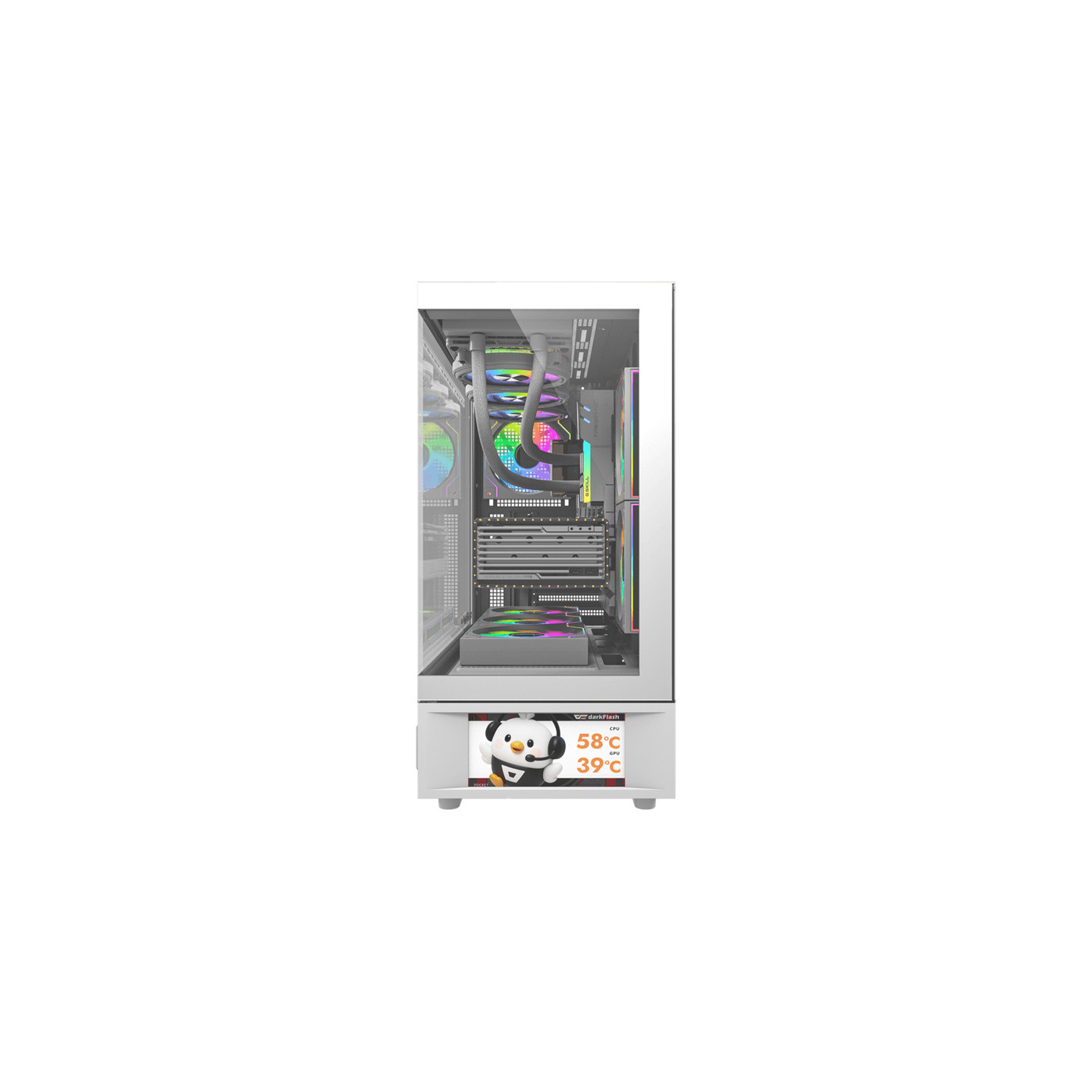 DarkFlash DS950V computer case with display (white) + 6 fans