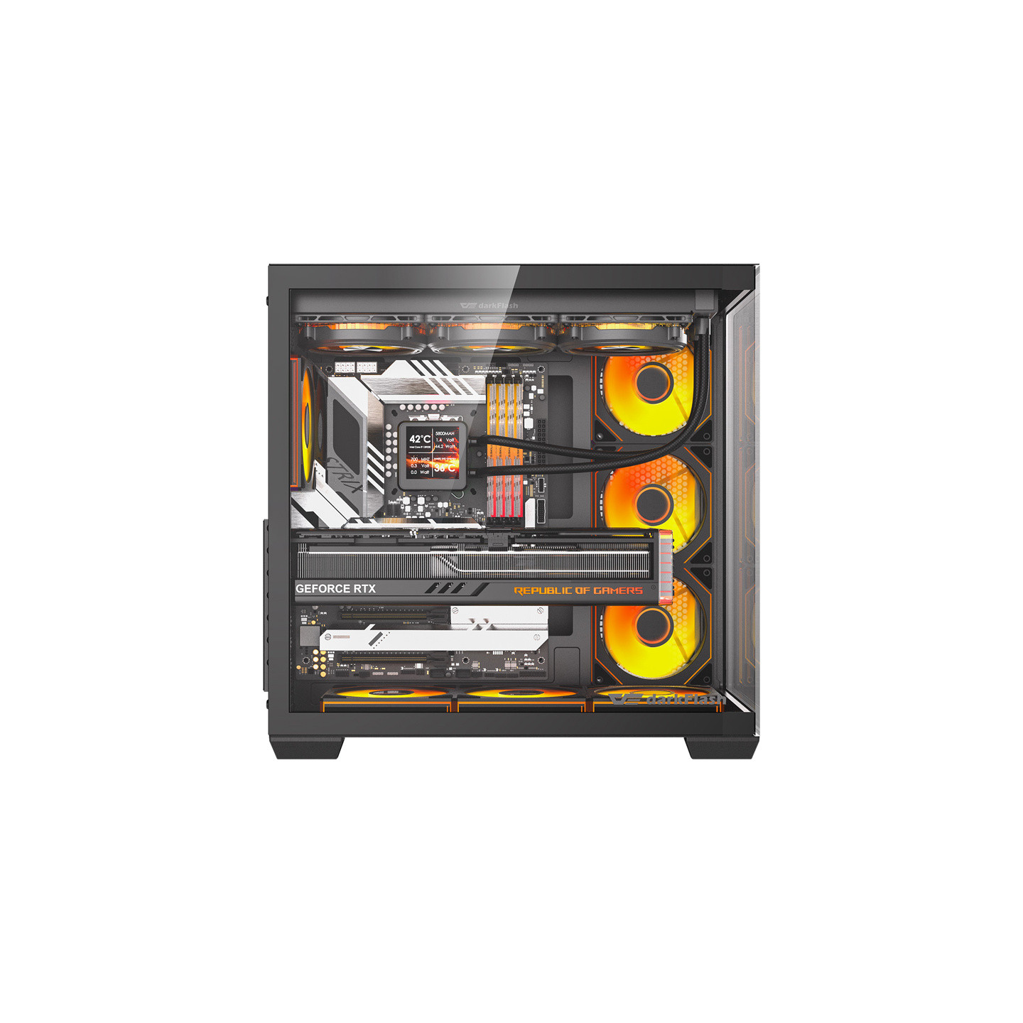 DarkFlash C280 computer case (black) + 7 fans