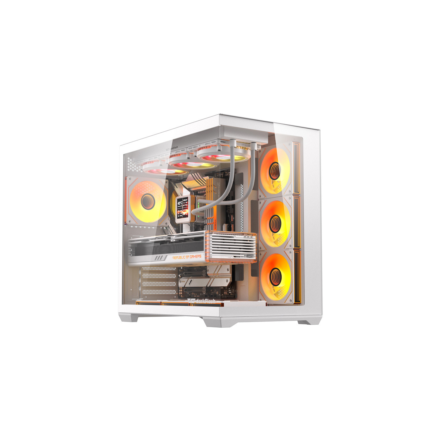 DarkFlash C280 computer case (white) + 7 fans