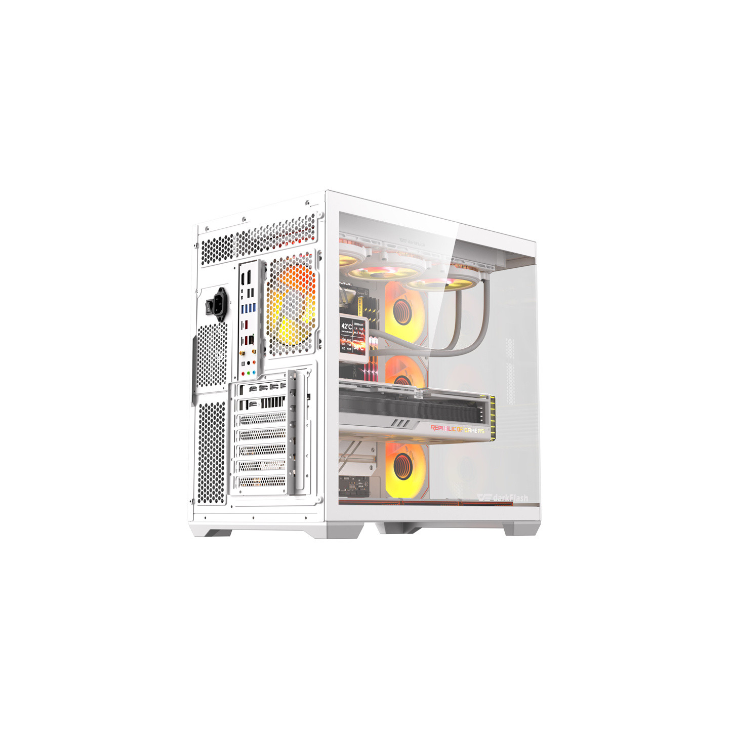 DarkFlash C280 computer case (white) + 7 fans
