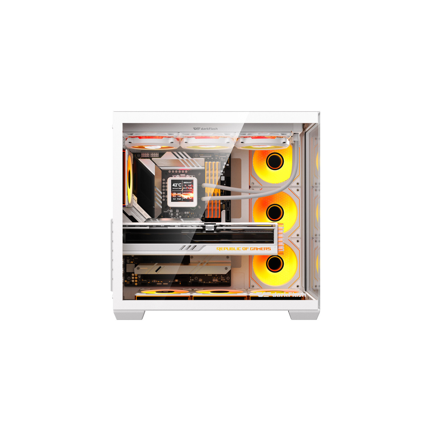 DarkFlash C280 computer case (white) + 7 fans