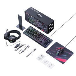 Onikuma TZ5008 5-in-1 Gaming  Keyboard + Mouse + Headset + Mouse Pad + Stand