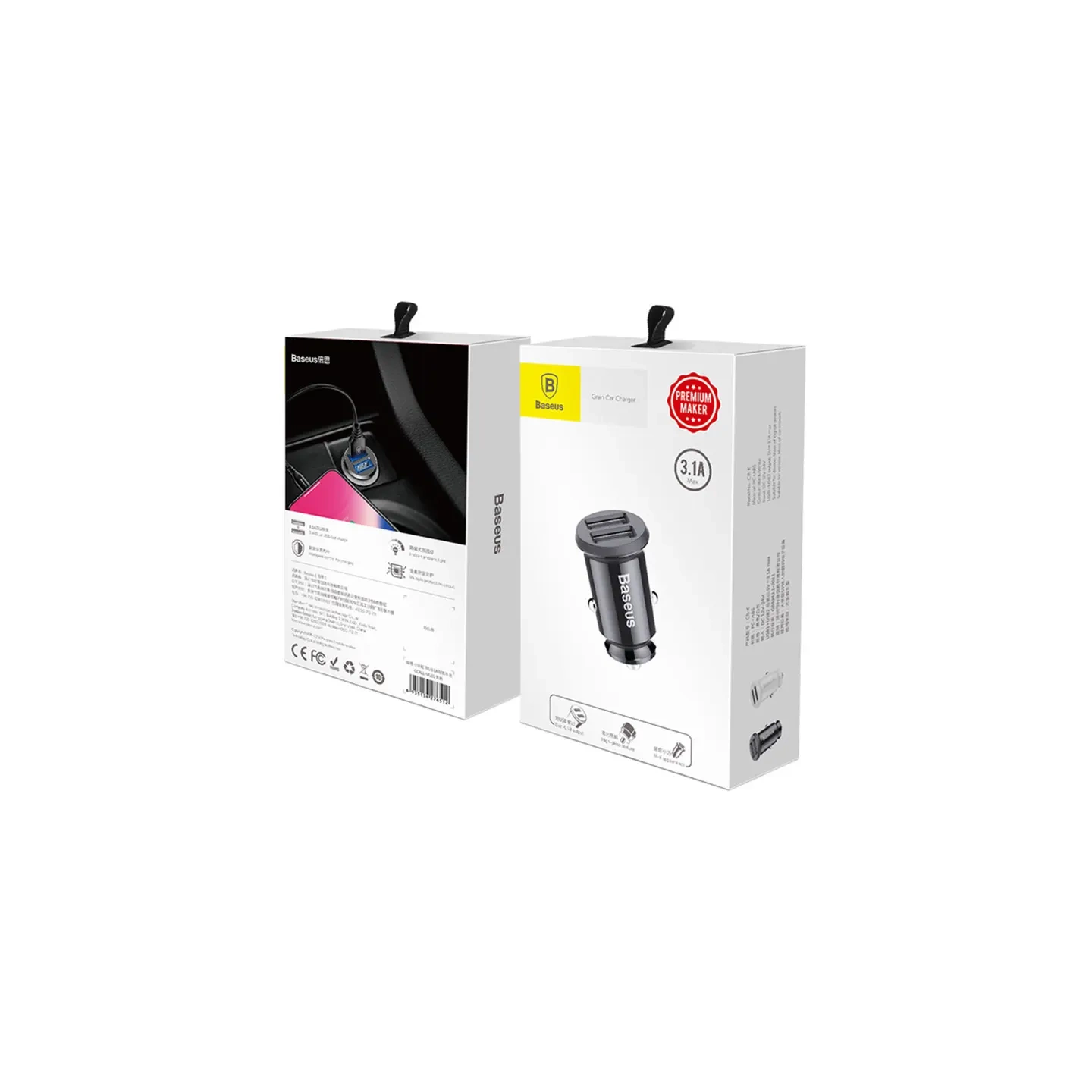 Baseus Grain Car Charger 2x USB 5V 3.1A (black)