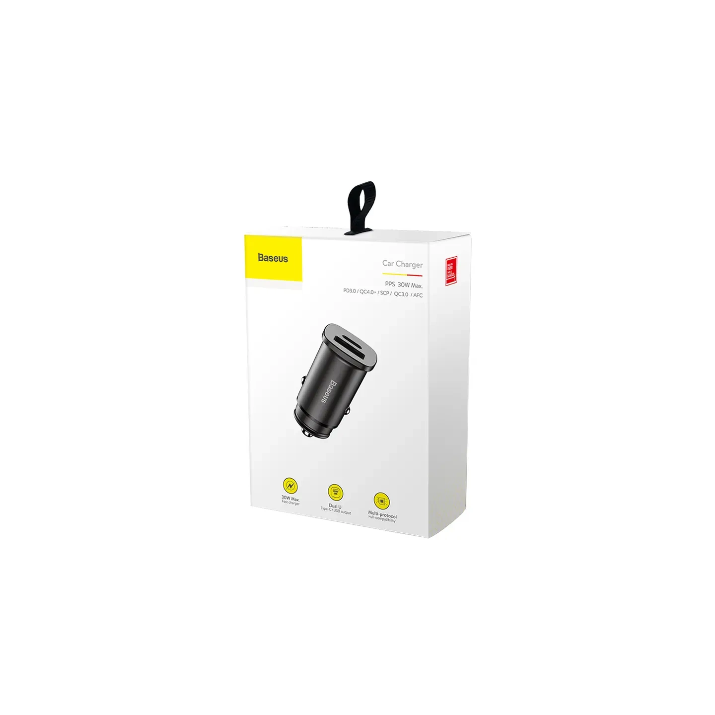 Baseus Square Car Charger PPS QC4.0 / PD3.0 5A 30W (black)