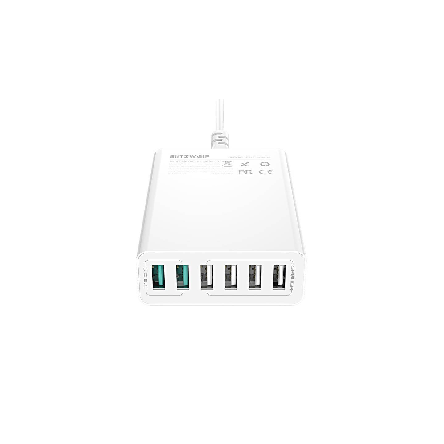 Charger 6x USB  Blitzwolf BW-S15, QC 3.0, 60 W (white)