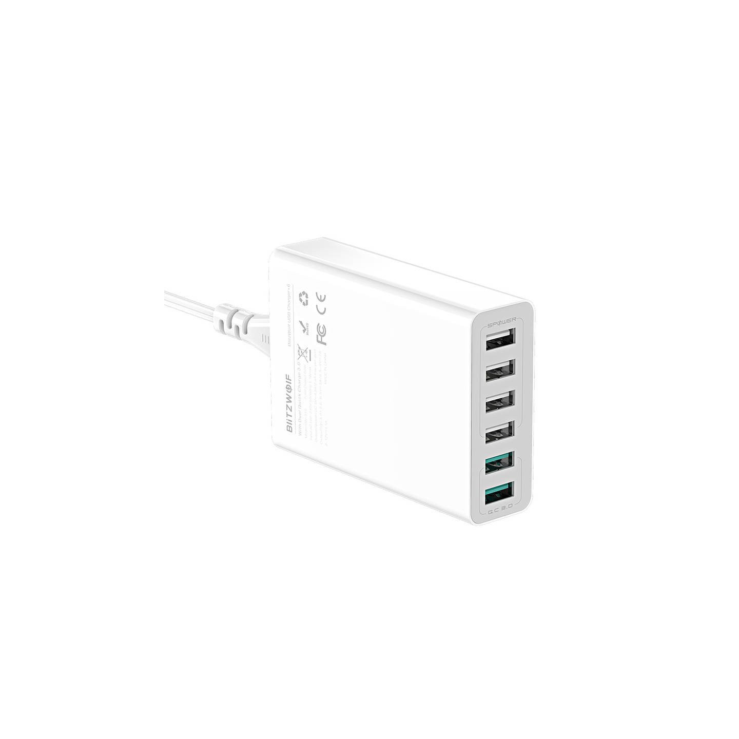 Charger 6x USB  Blitzwolf BW-S15, QC 3.0, 60 W (white)
