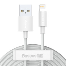 View product Baseus Simple Wisdom Data Cable Kit USB to Lightning 2.4A (2PCS/Set）1.5m White