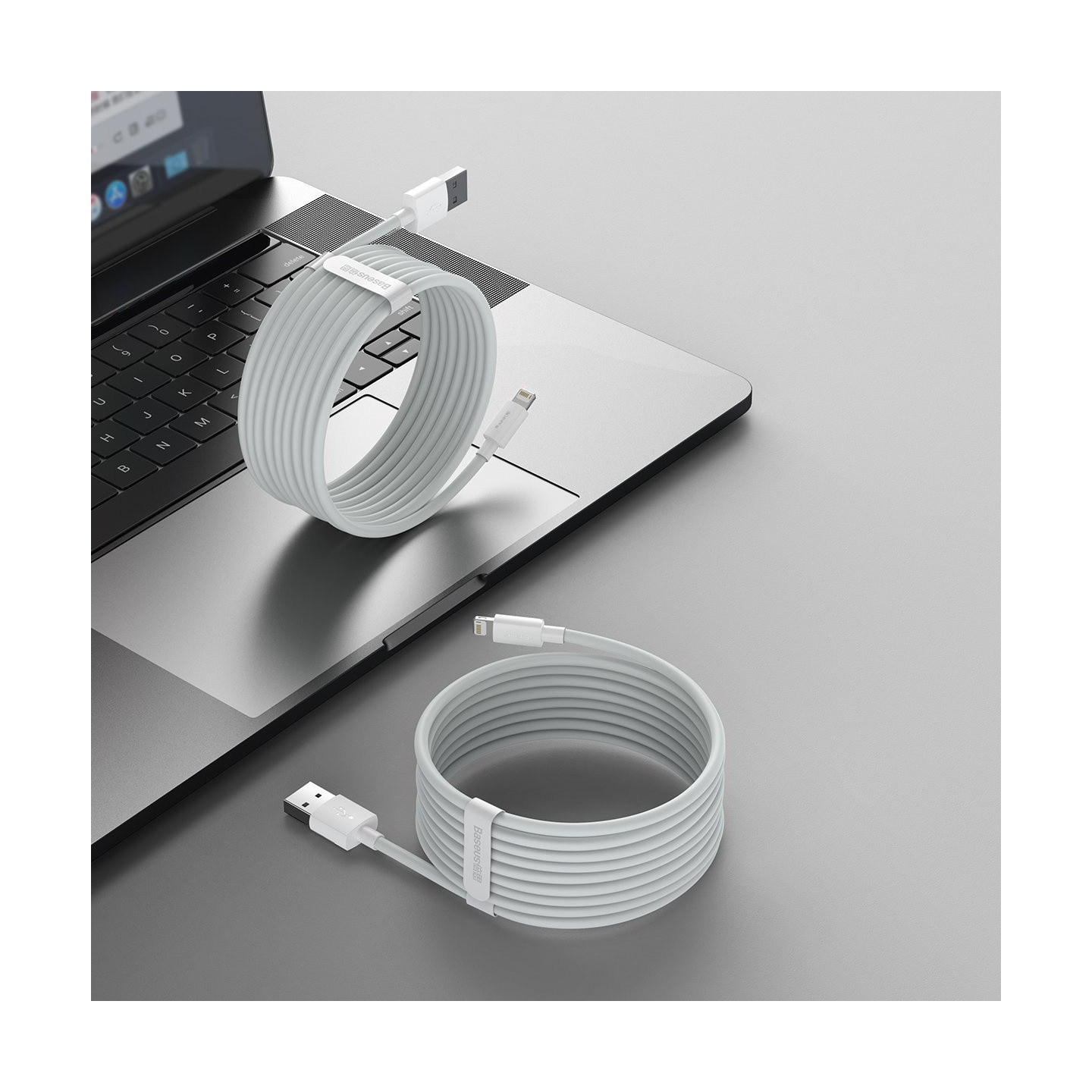Baseus Simple Wisdom Data Cable Kit USB to Lightning 2.4A (2PCS/Set）1.5m White