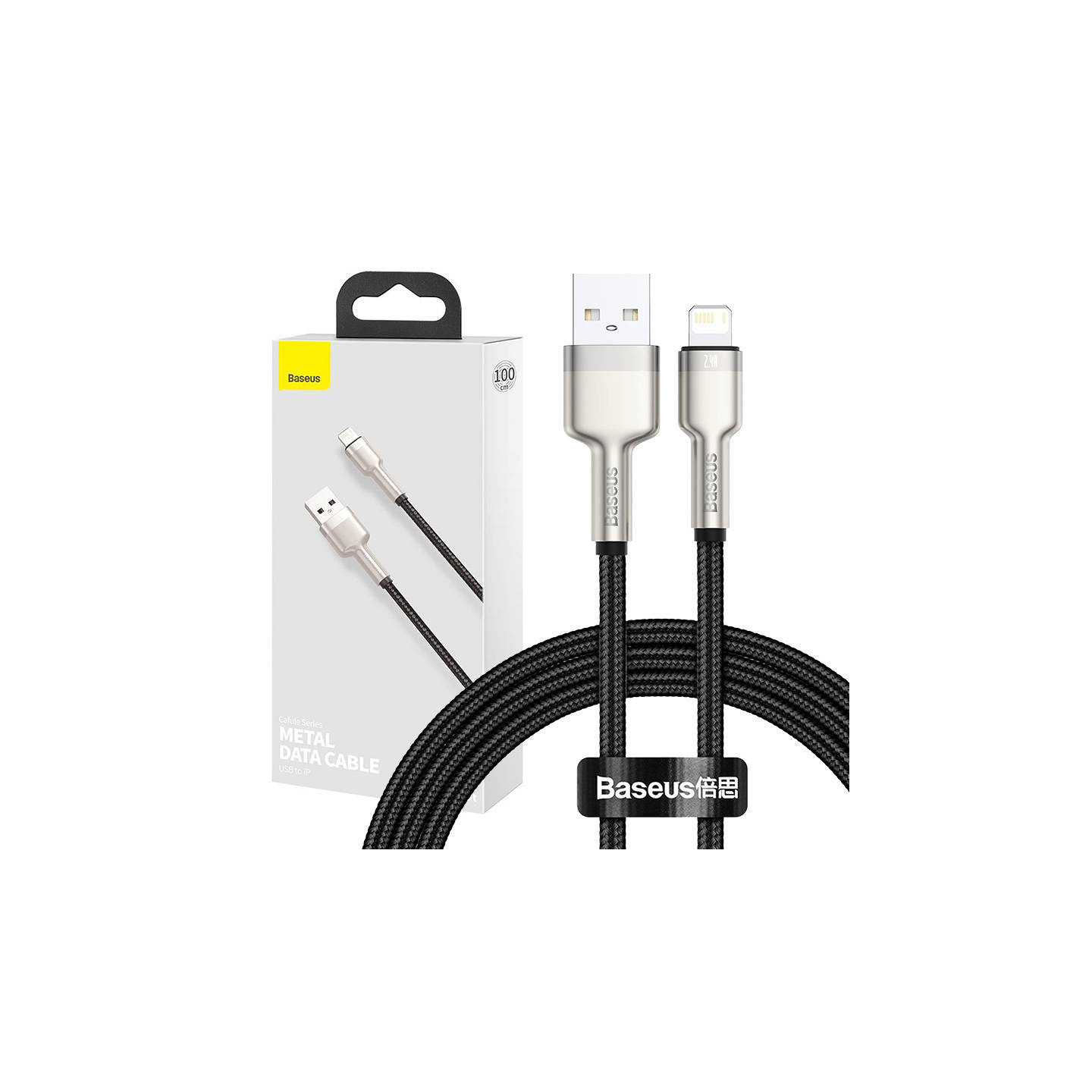 USB cable for Lightning Baseus Cafule, 2.4A, 1m (black)