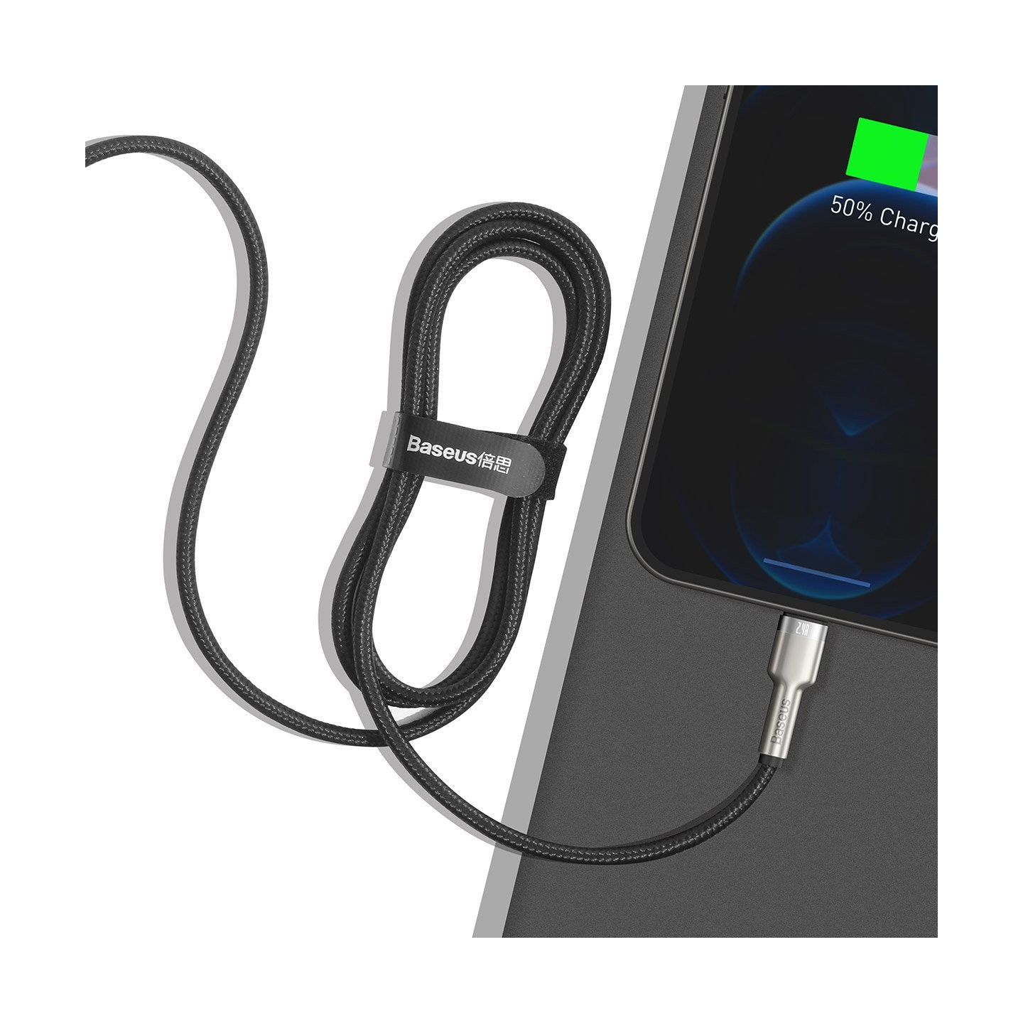 USB cable for Lightning Baseus Cafule, 2.4A, 1m (black)