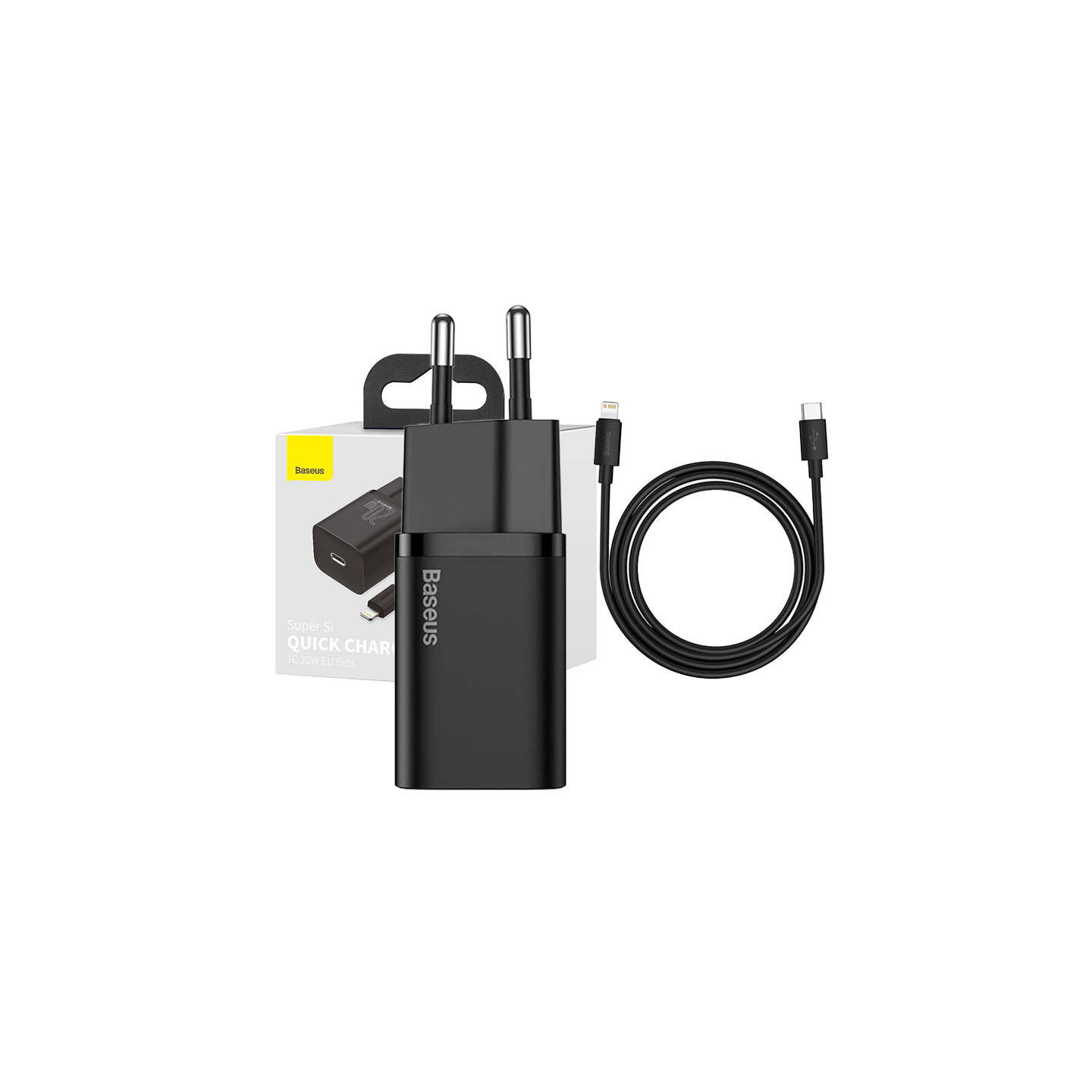 Baseus Super Si Quick Charger 1C 20W with USB-C cable for Lightning 1m (black)