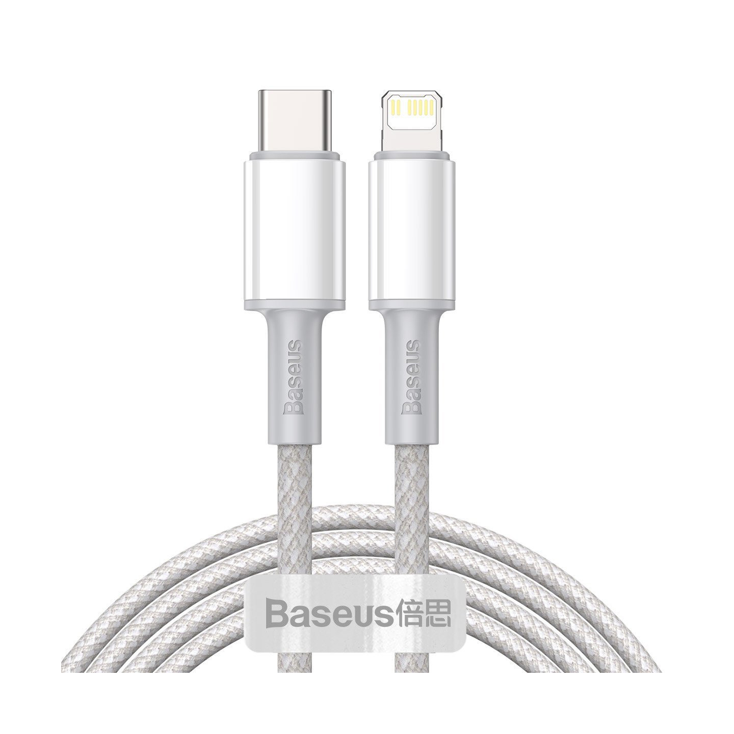 USB-C to Lightning Baseus High Density Braided Cable, 20W, PD, 2m (white)