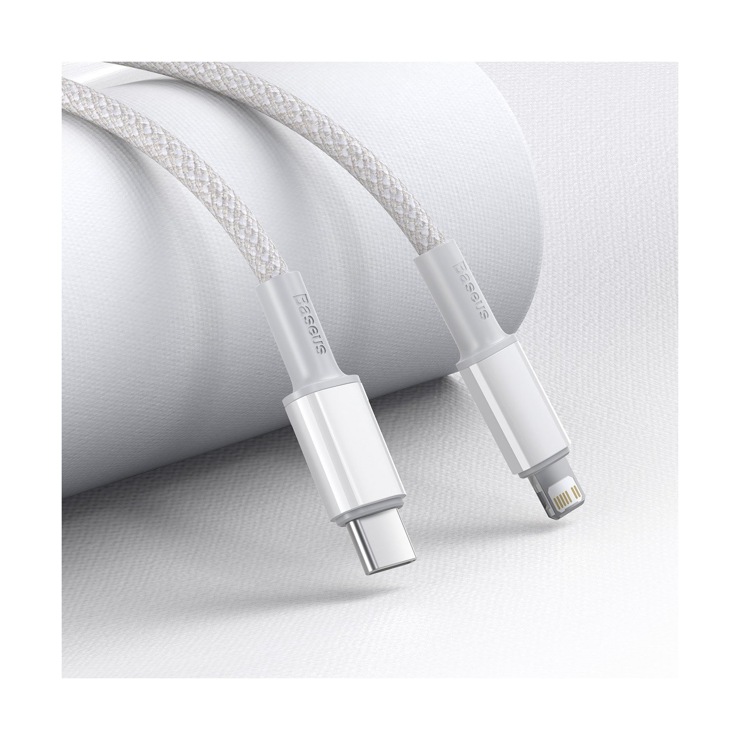 USB-C to Lightning Baseus High Density Braided Cable, 20W, PD, 2m (white)