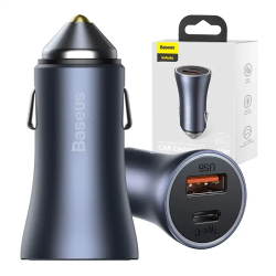 View product Baseus Golden Contactor Pro Car Charger USB + USB-C, QC4.0+, PD, SCP, 40W (gray)