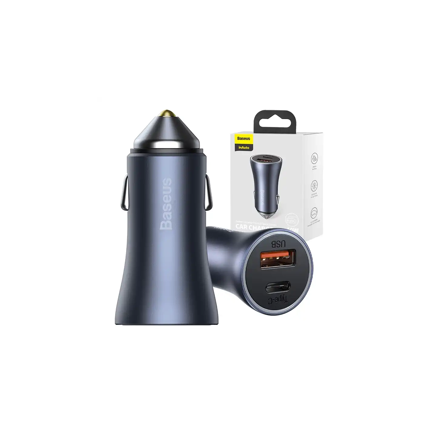 Baseus Golden Contactor Pro Car Charger USB + USB-C, QC4.0+, PD, SCP, 40W (gray)