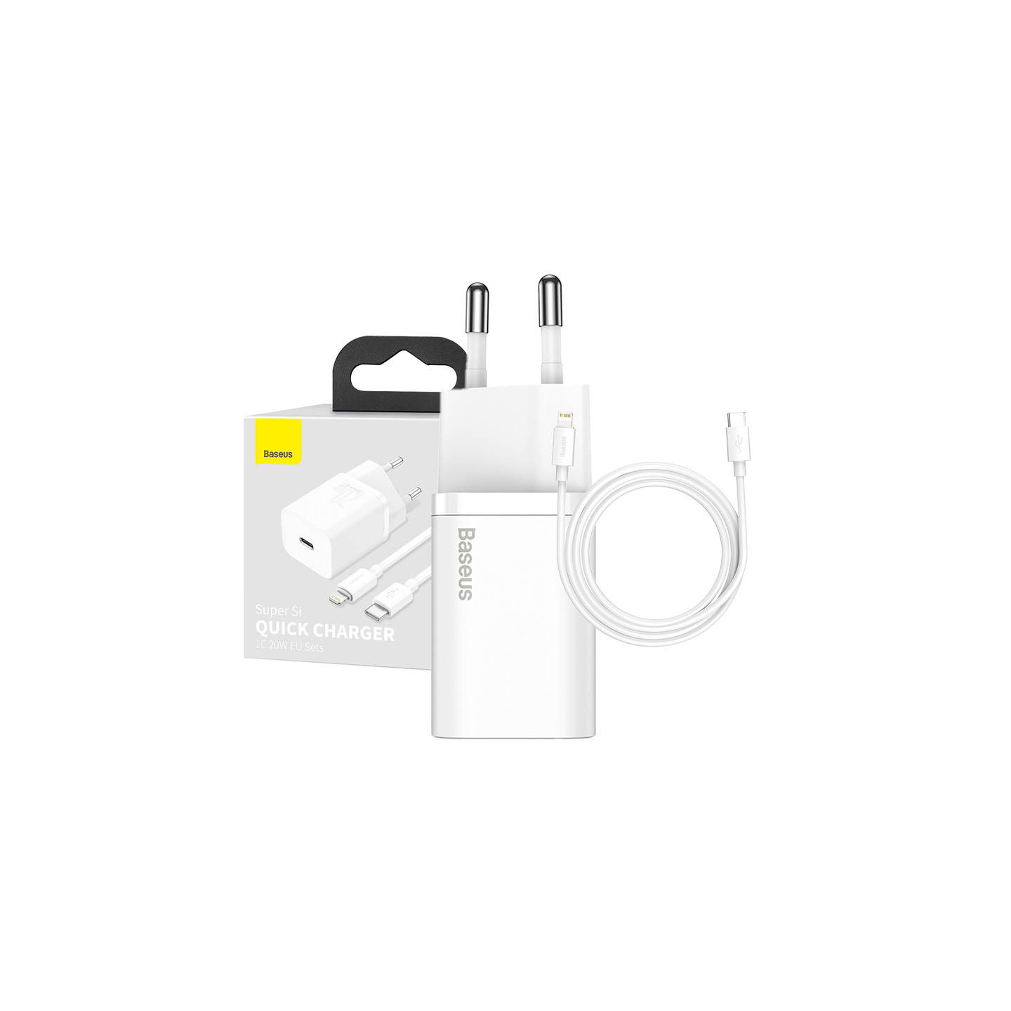 Baseus Super Si Quick Charger 1C 20W with USB-C cable for Lightning 1m (white)