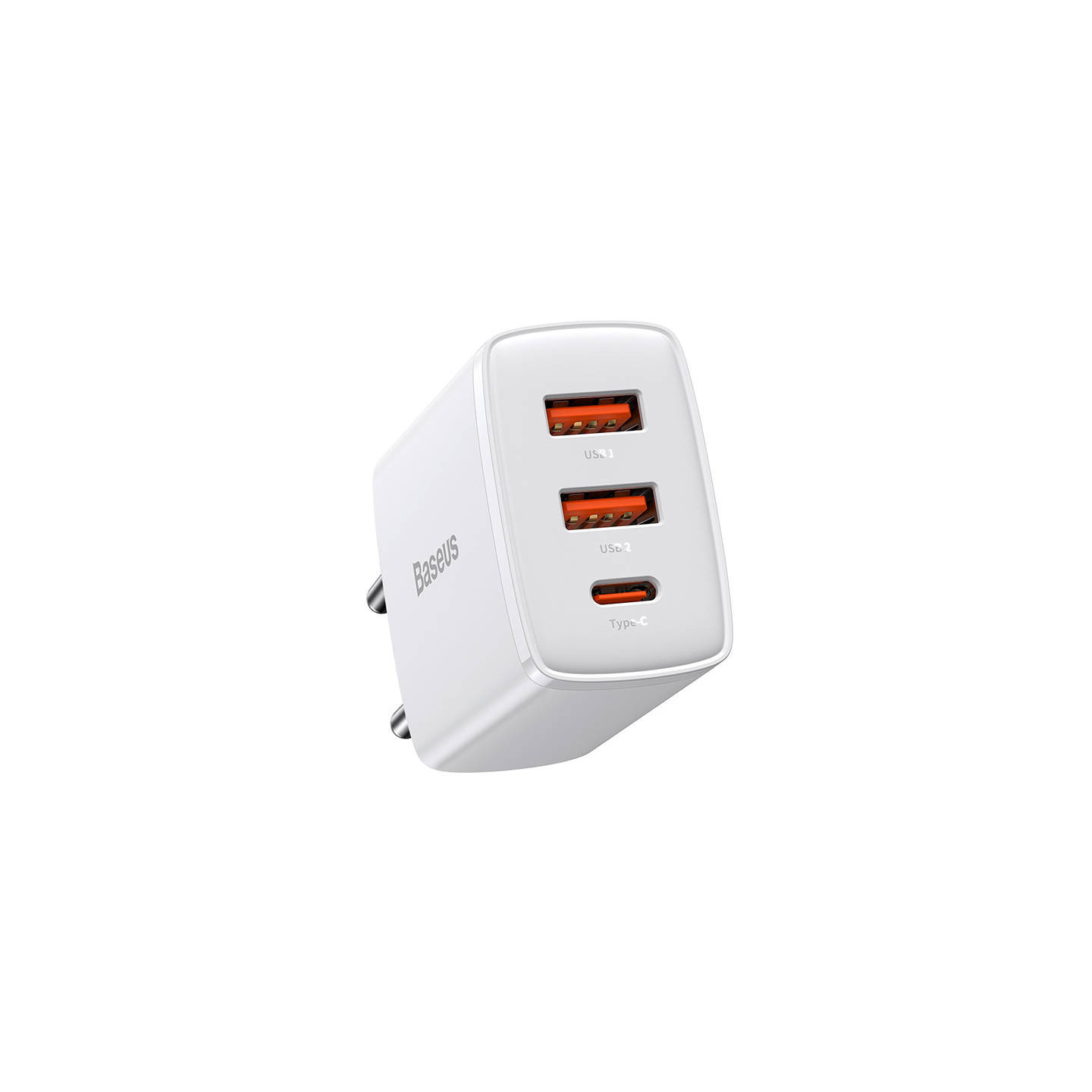 Baseus Compact Quick Charger, 2xUSB, USB-C, PD, 3A, 30W (white)
