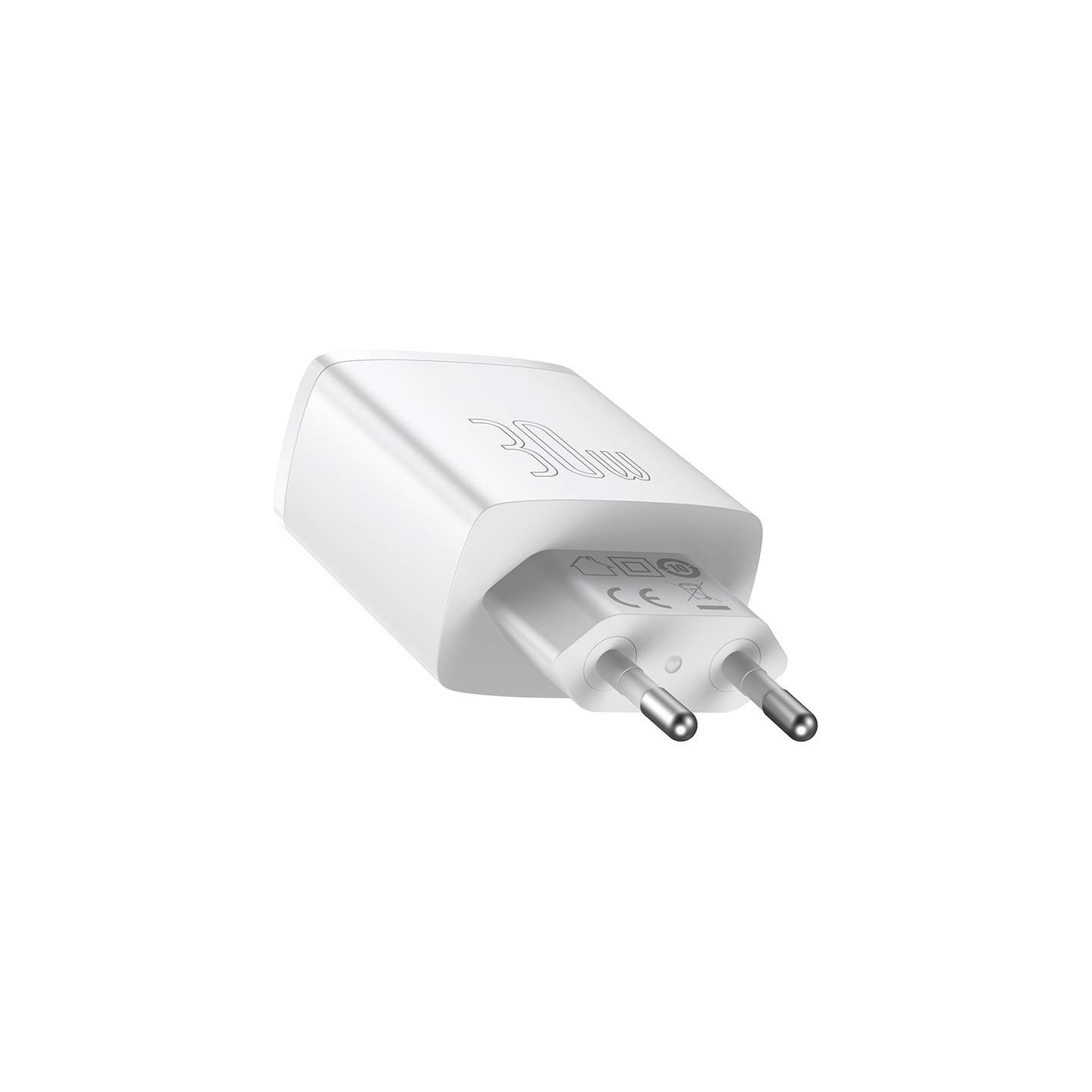 Baseus Compact Quick Charger, 2xUSB, USB-C, PD, 3A, 30W (white)