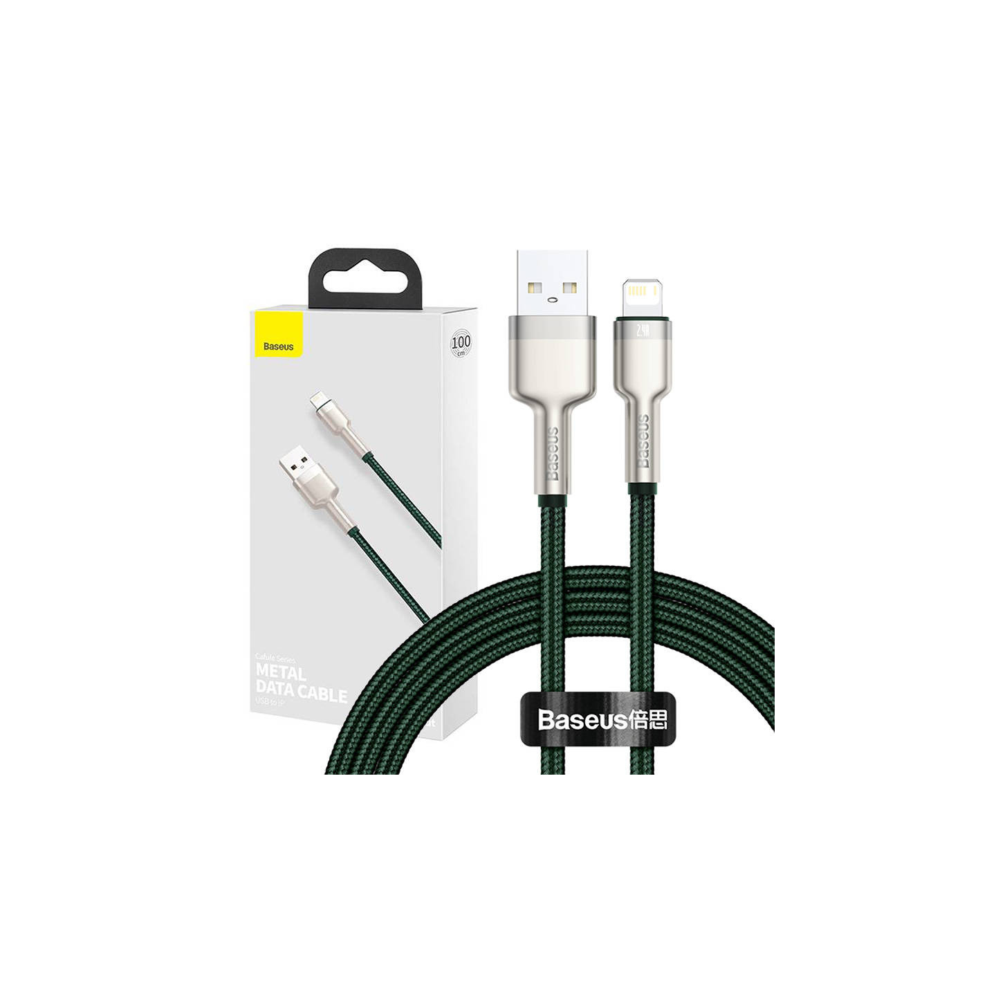 USB cable for Lightning Baseus Cafule, 2.4A, 1m (green)