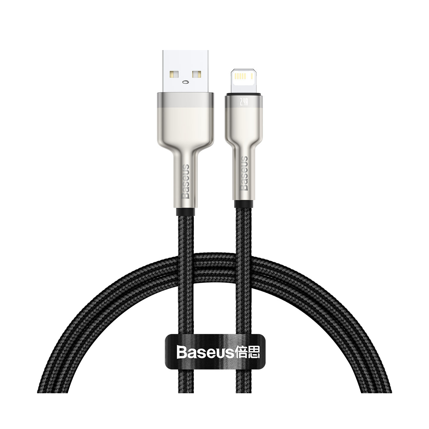 USB cable for Lightning Baseus Cafule, 2.4A, 0,25m (black)