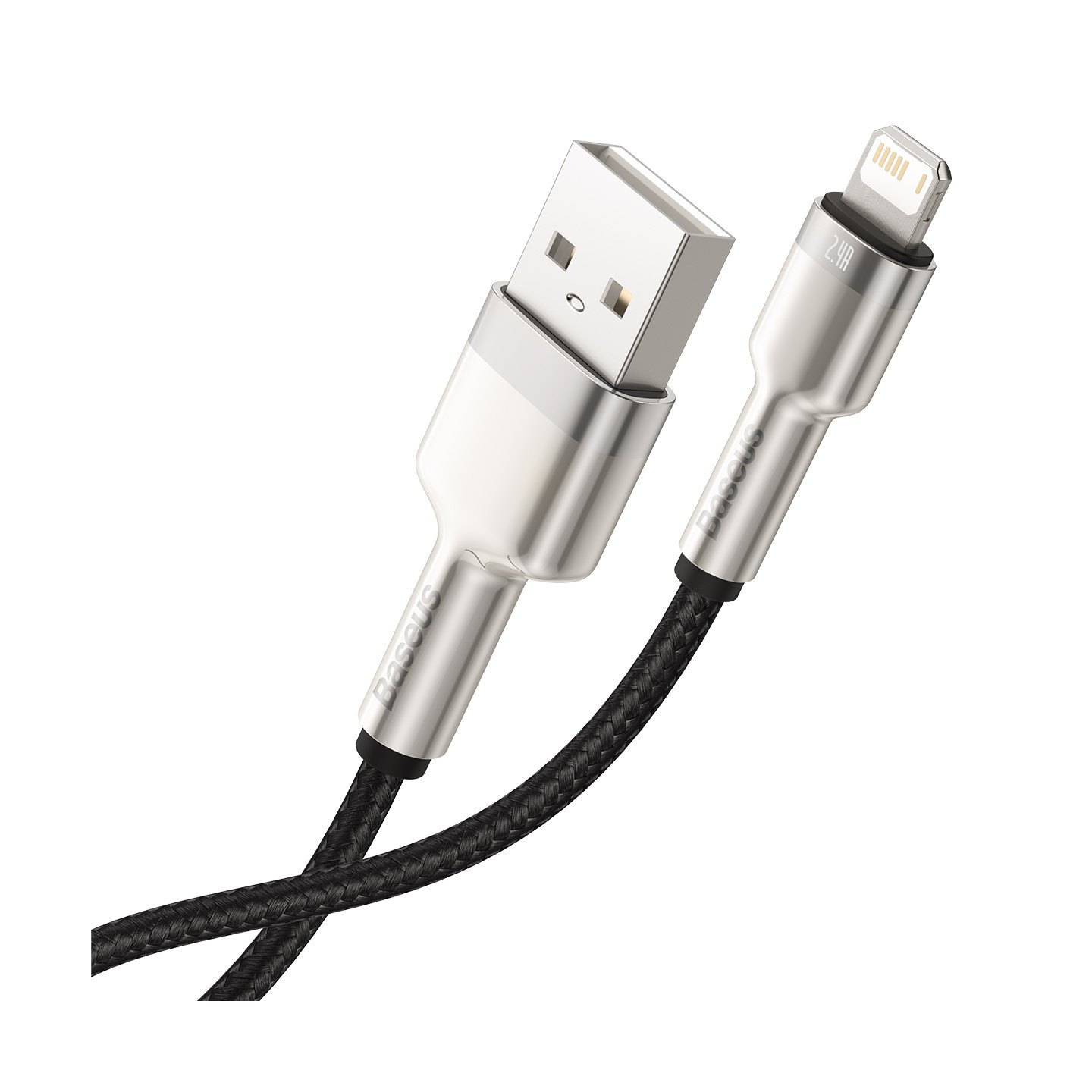 USB cable for Lightning Baseus Cafule, 2.4A, 0,25m (black)