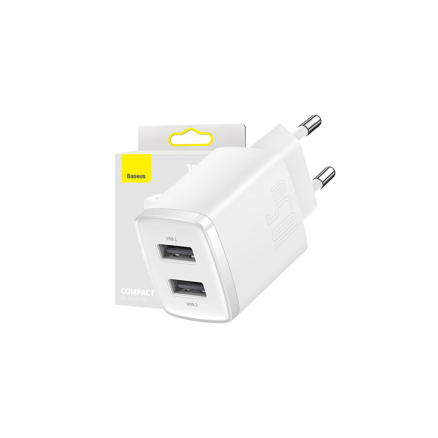 Baseus Compact Quick Charger, 2x USB, 10.5W (white)
